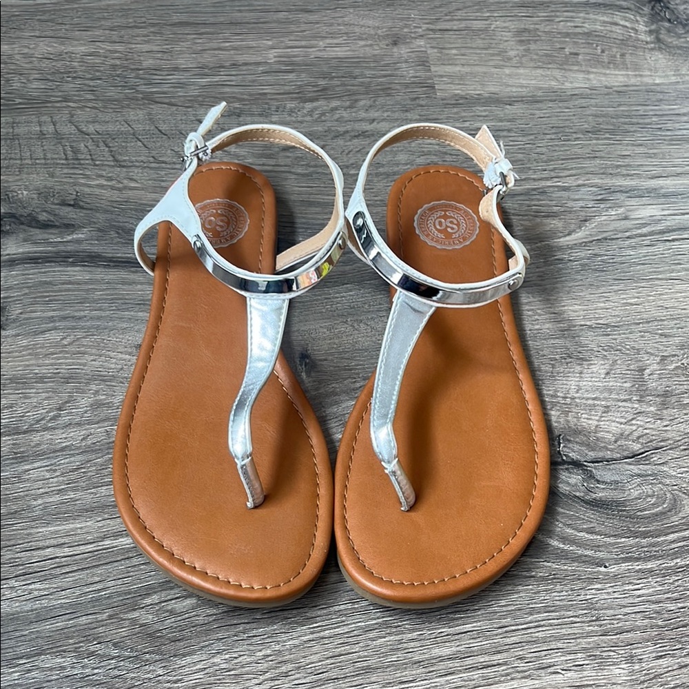 Silver and Tan Sandals